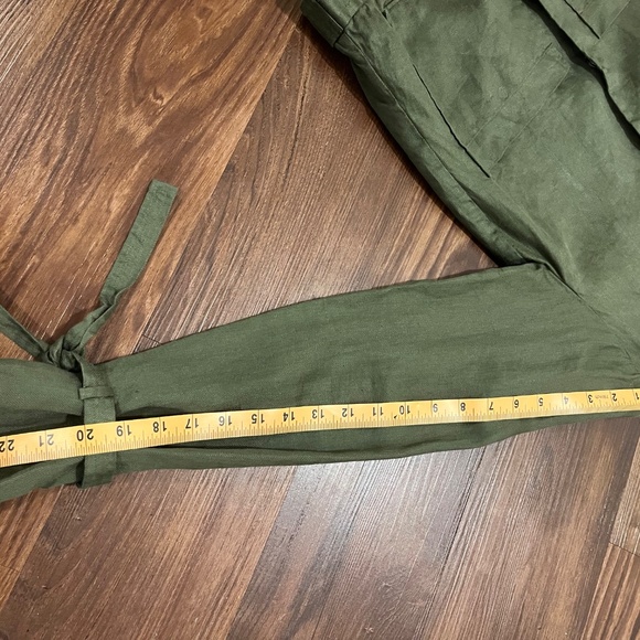 FRAME Army Olive Great Denim Tie Cuff Linen Utilitarian Pocket Jacket XS - Picture 11 of 11